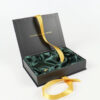 Black Lingerie Gift Box with Satin Lining and Ribbon Tie