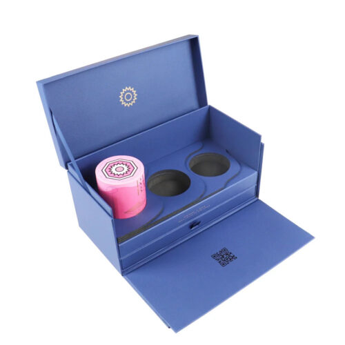 Blue Double-Layer Candle Gift Box with Foam Drawer Insert