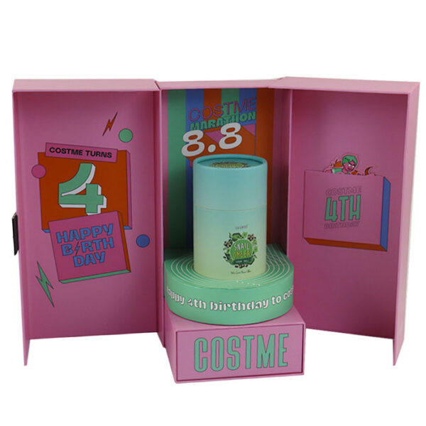 Double-Door Cosmetic Gift Set Box with Round Display Insert