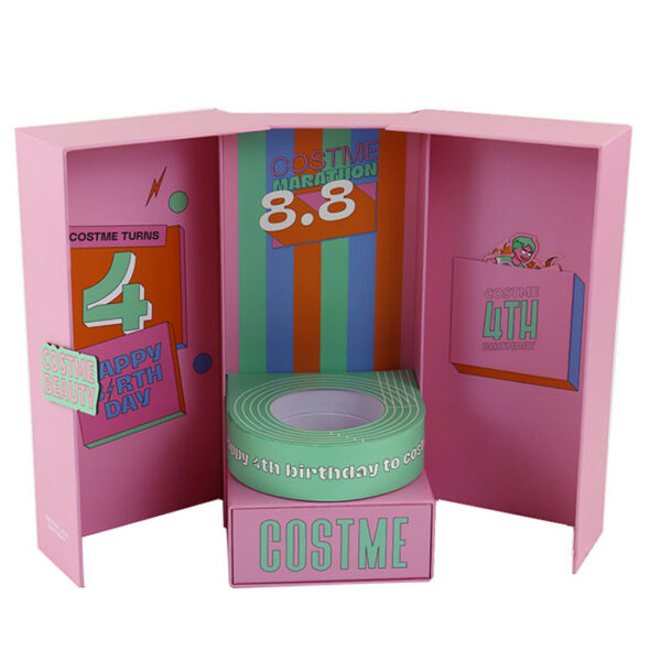 Double-Door Cosmetic Gift Set Box with Round Display Insert