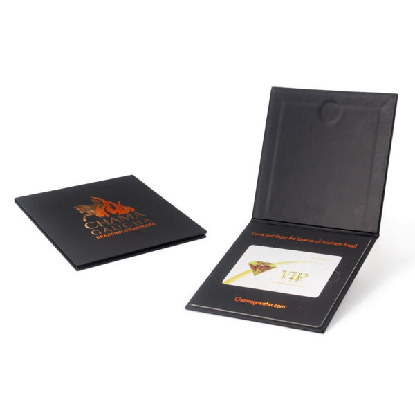 Foil Printed Rigid Restaurant Gift Card Presentation Folder