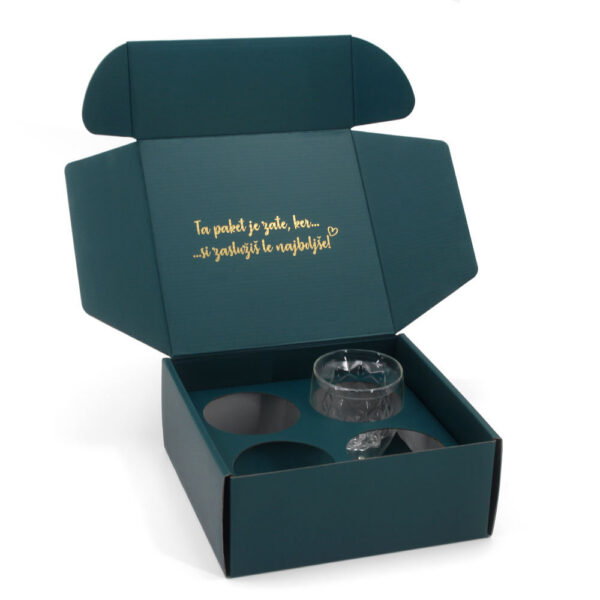 Gold Foil Christmas Glassware Gift Box with Die Cut Insert