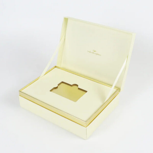 Ivory VIP Card Rigid Presentation Box with Gold Foil Logo