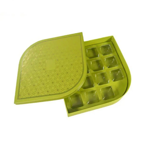 Leaf Shaped Rigid Chocolate Box with Clear Blister Tray