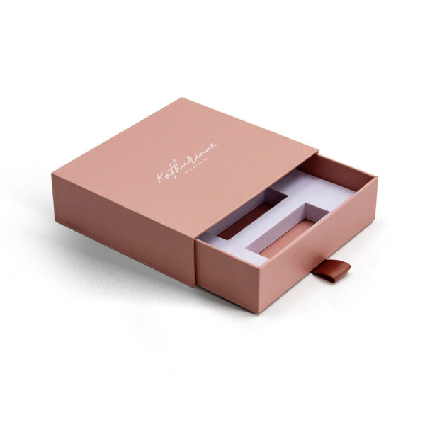 Logo Printed Rigid Cosmetic Drawer Box with Foam Insert
