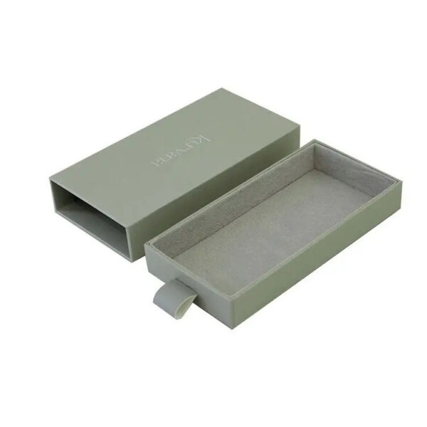 Sage Green Drawer Rigid Gift Box with Ribbon Pull Handle